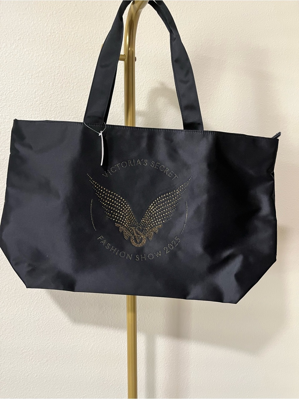Victoria's Secret Black Tote with Gold Wing Logo